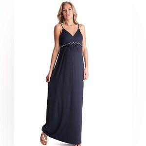 Seraphine Sz 10 Jemima Navy Breaded Jersey Maternity Maxi Dress